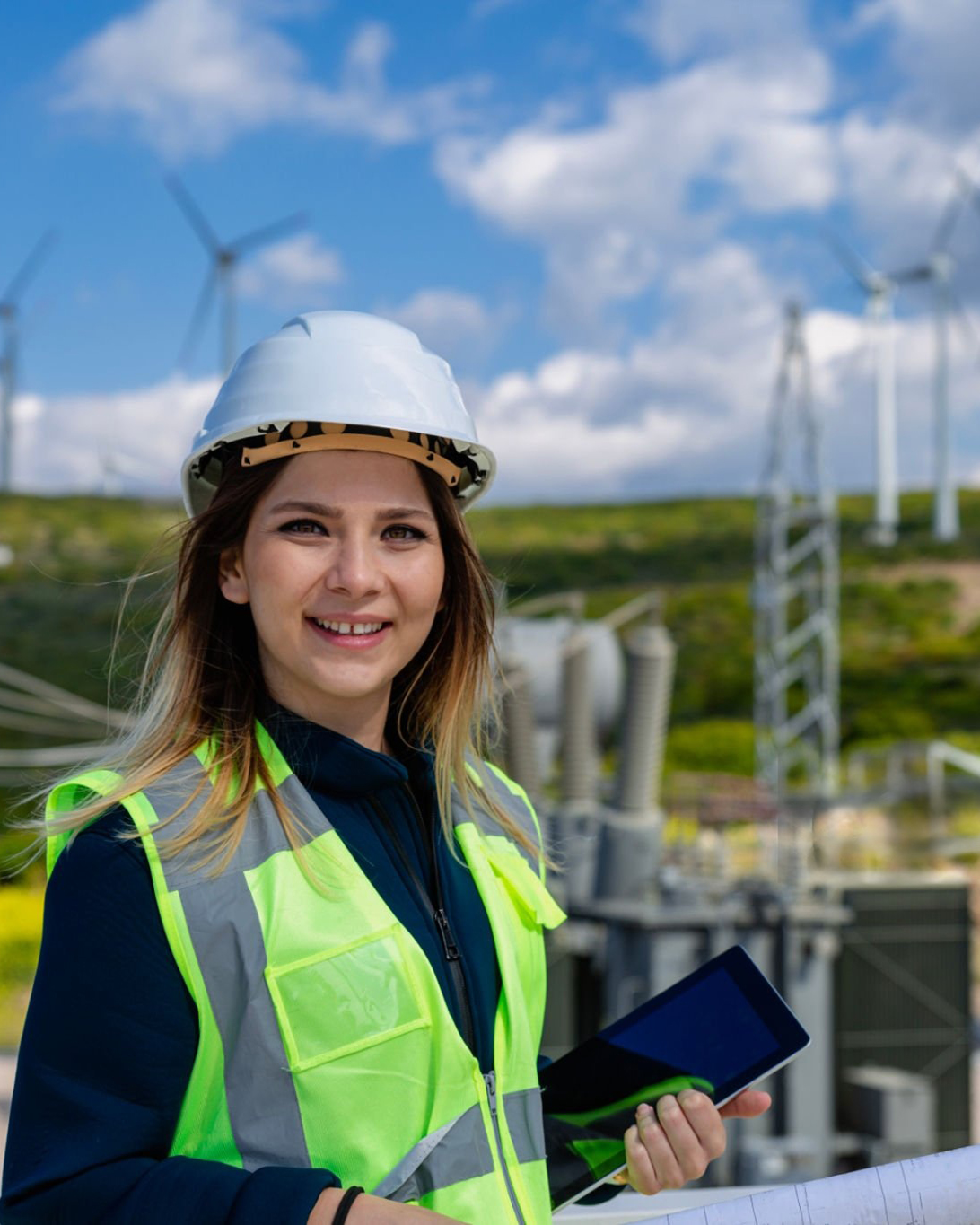 Construction professional at a renewable energy site